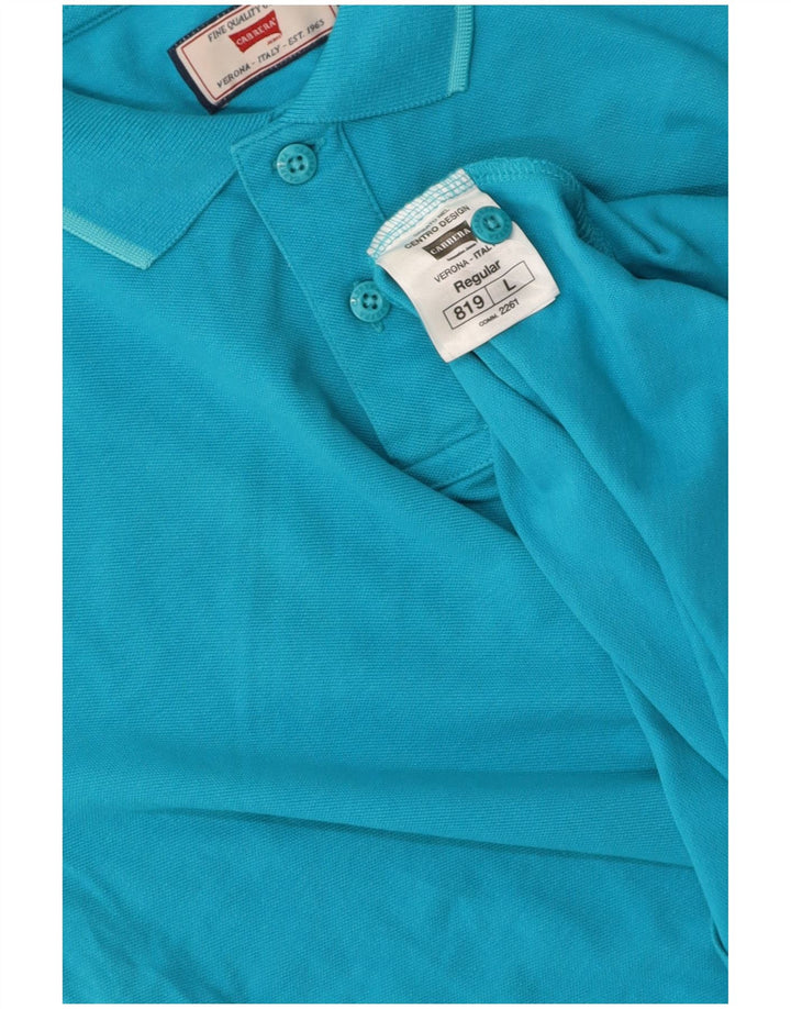 Camisa polo masculina VINTAGE regular grande algodão turquesa