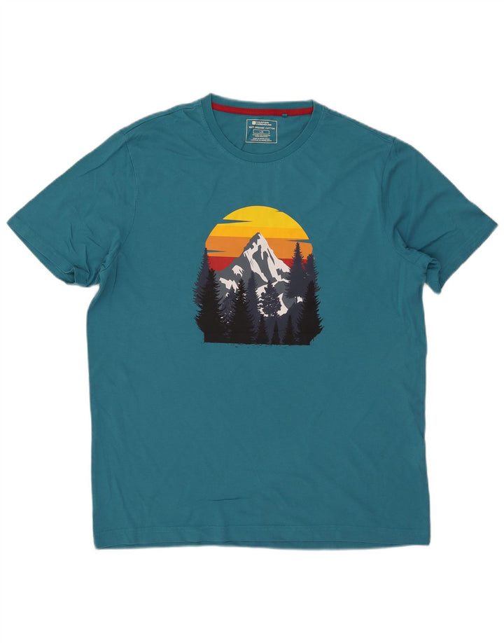 Camiseta gráfica masculina Mountain Warehouse grande algodão azul