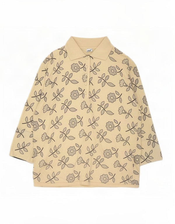 Camisa polo feminina vintage de manga comprida IT 46 grande bege floral