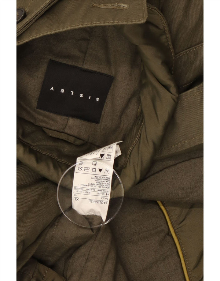 Jaqueta militar masculina Sisley UK 42 XL cáqui poliéster