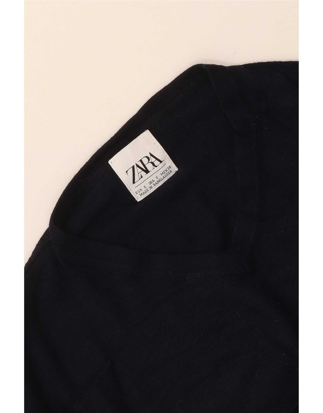 Suéter masculino Zara com decote em V pequeno azul marinho