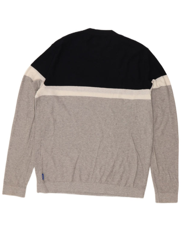 Suéter masculino Jack & Jones com gola redonda e algodão colorblock cinza médio