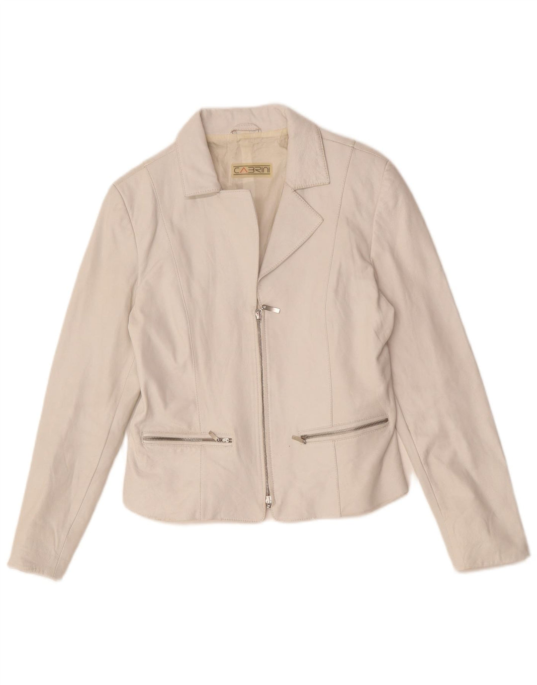 Jaqueta blazer feminina de couro Cabrini IT 40 couro branco pequeno