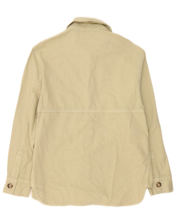 Camisa jeans oversized feminina Zara Reino Unido 10 algodão bege pequeno