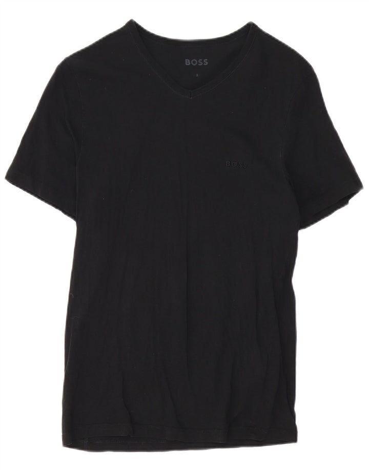 Hugo Boss Mens T-Shirt Top Pequeno Algodão Preto