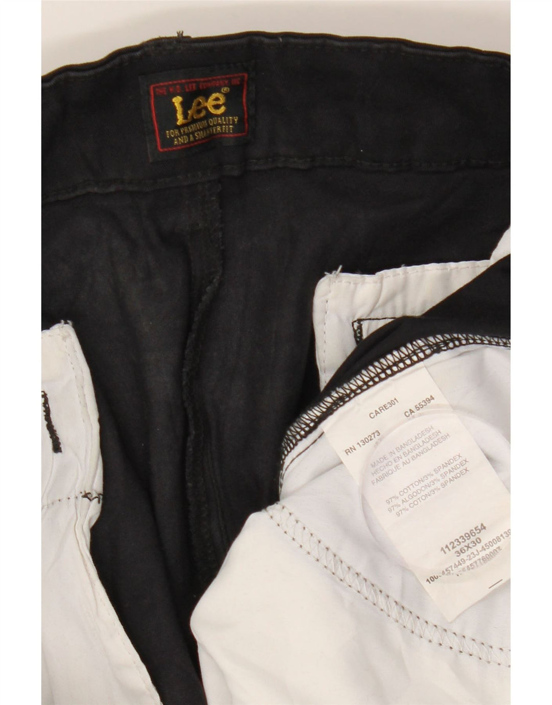 Lee Mens Straight Chino Calças W36 L30 Algodão Preto