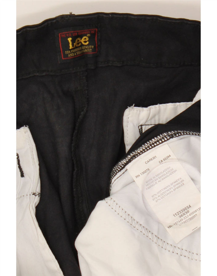 Lee Mens Straight Chino Calças W36 L30 Algodão Preto