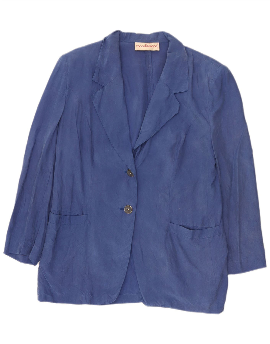 Jaqueta blazer feminina Roccobarocco com 2 botões Reino Unido 12 azul médio