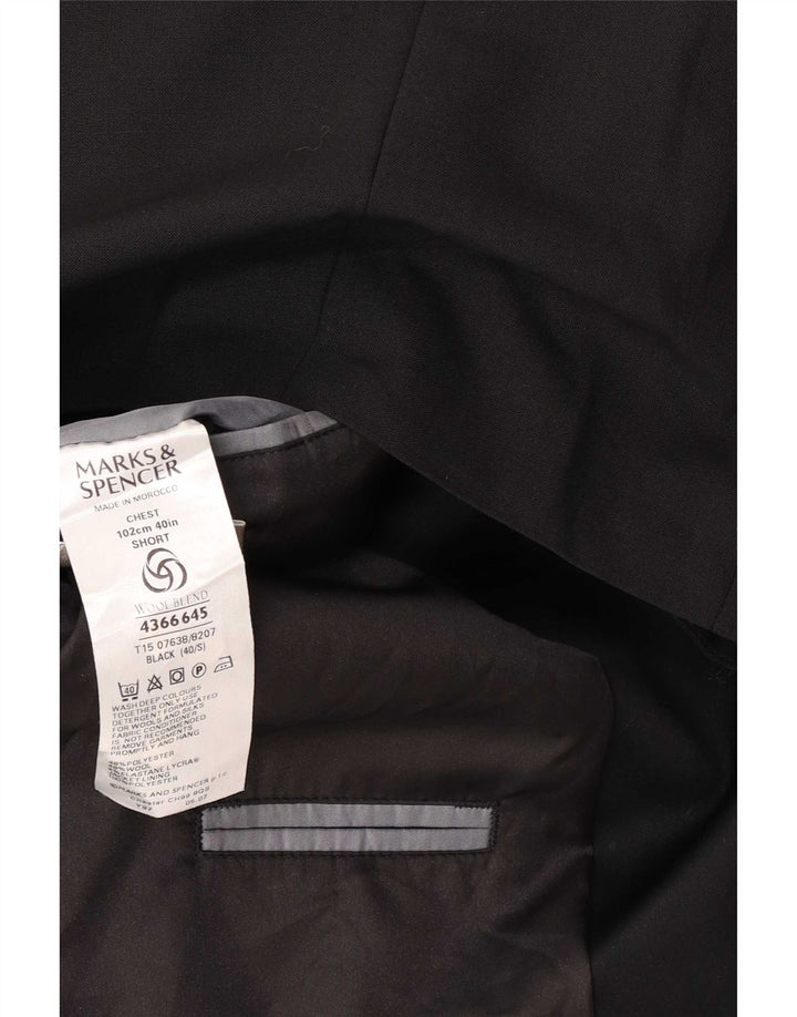 Jaqueta Blazer Masculina de 2 Botões Marks & Spencer UK 40 Poliéster Preto Médio