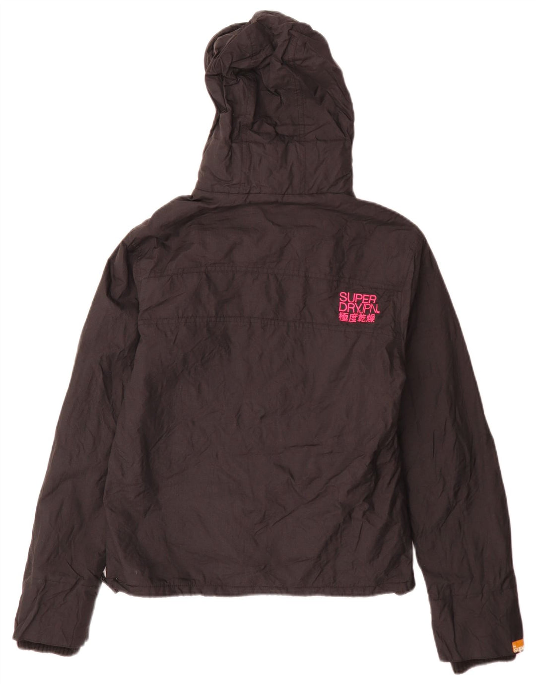 Jaqueta corta-vento feminina Superdry com capuz Reino Unido 16 grande nylon preto