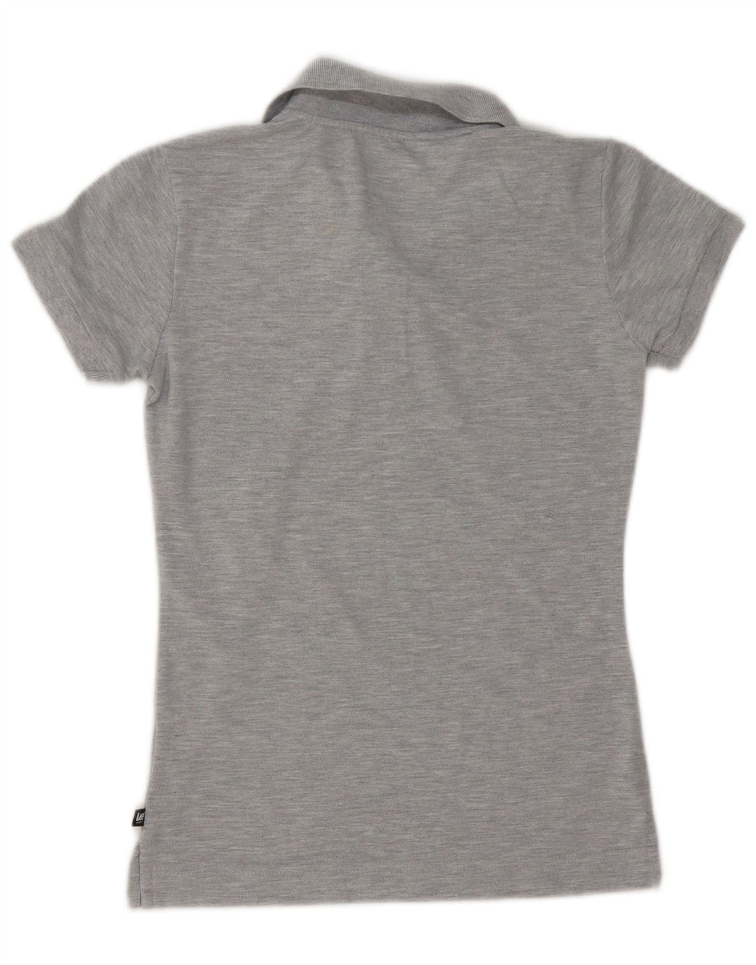 Camisa polo feminina Lee Reino Unido 12 algodão manchado cinza médio