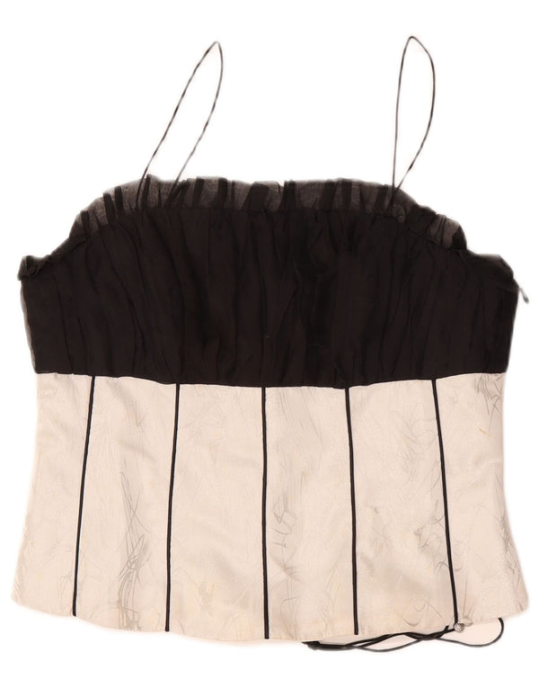Top espartilho feminino vintage IT 48 XL preto colorblock poliéster