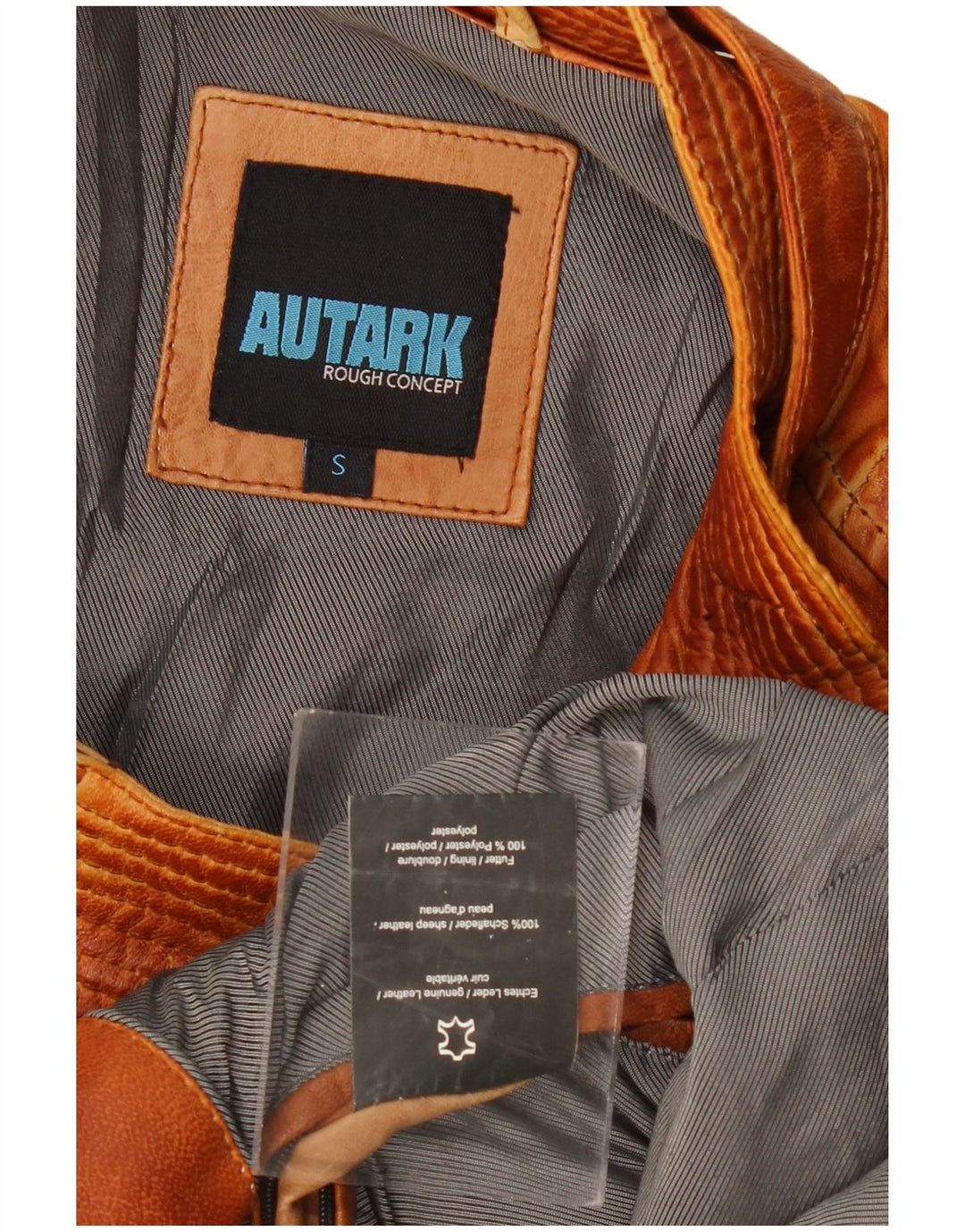 Jaqueta de couro masculina AUTARK Reino Unido 36 couro marrom pequeno