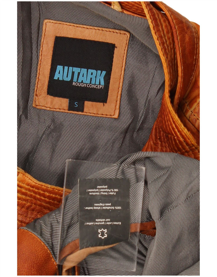 Jaqueta de couro masculina AUTARK Reino Unido 36 couro marrom pequeno