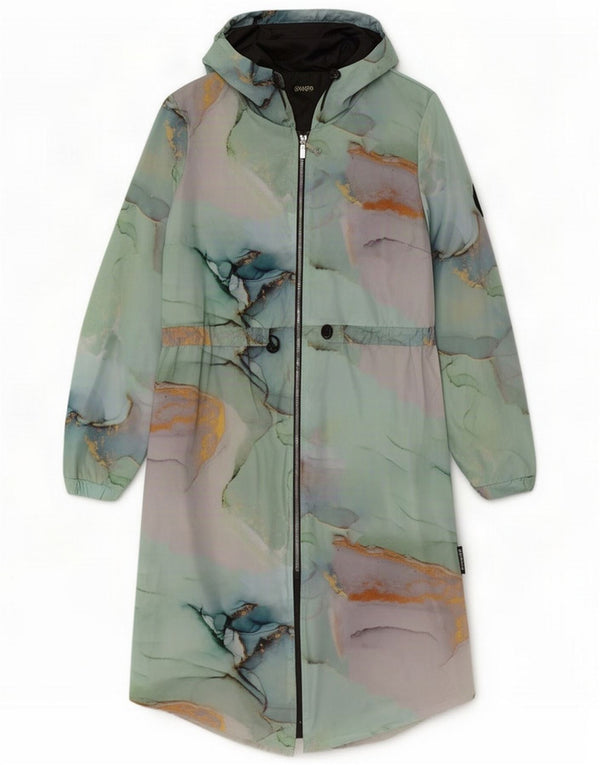 Jaqueta de chuva feminina vintage com capuz UK 10 pequeno bloco colorido multicolorido