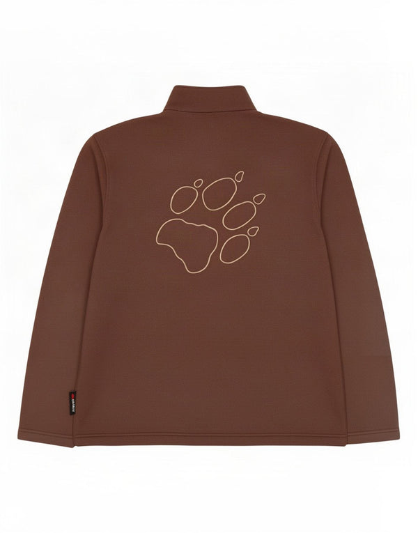 Suéter masculino de lã Jack Wolfskin com zíper e gola UK 44 XL marrom poliéster