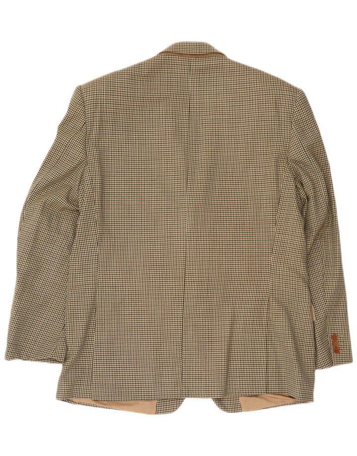 Jaqueta blazer masculina de 2 botões Angiolo Miliotti Reino Unido 42 XL verde Houndstooth