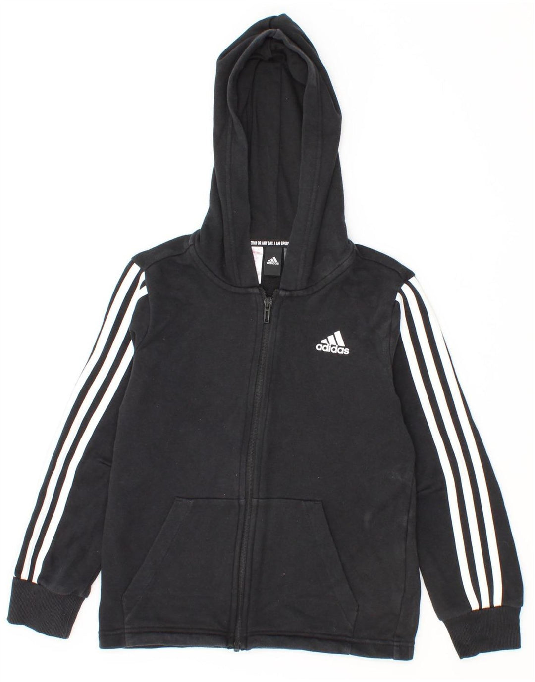 ADIDAS Boys Zip Hoodie Sweater 9-10 Years Black Cotton Vintage Adidas and Second-Hand Adidas from Messina Hembry 