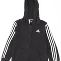 ADIDAS Boys Zip Hoodie Sweater 9-10 Years Black Cotton Vintage Adidas and Second-Hand Adidas from Messina Hembry 