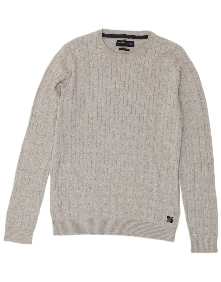 JACK & JONES Suéter masculino com gola redonda XL algodão cinza