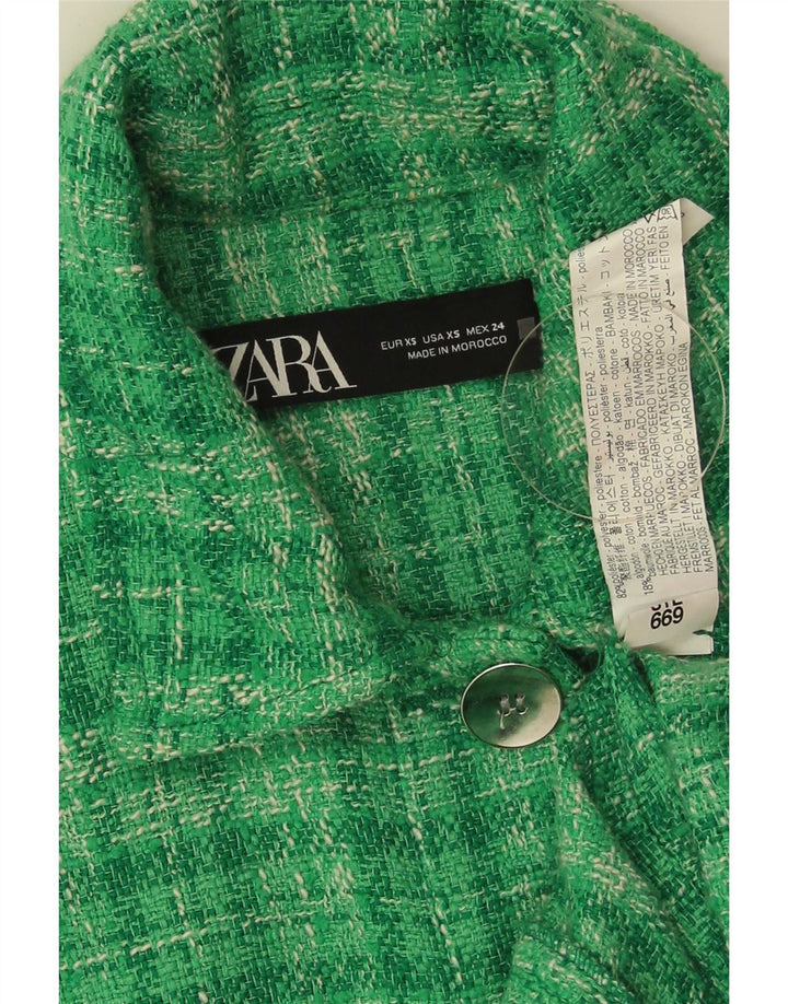 Jaqueta bomber oversized feminina Zara UK 6 XS poliéster xadrez verde