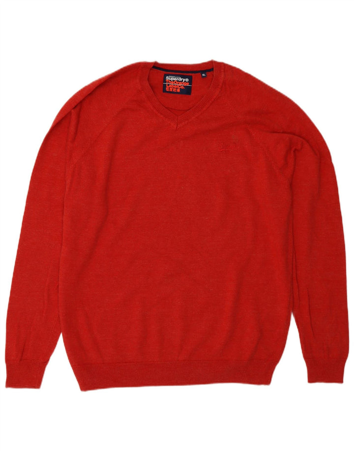 Suéter masculino Superdry com decote em V XL algodão vermelho