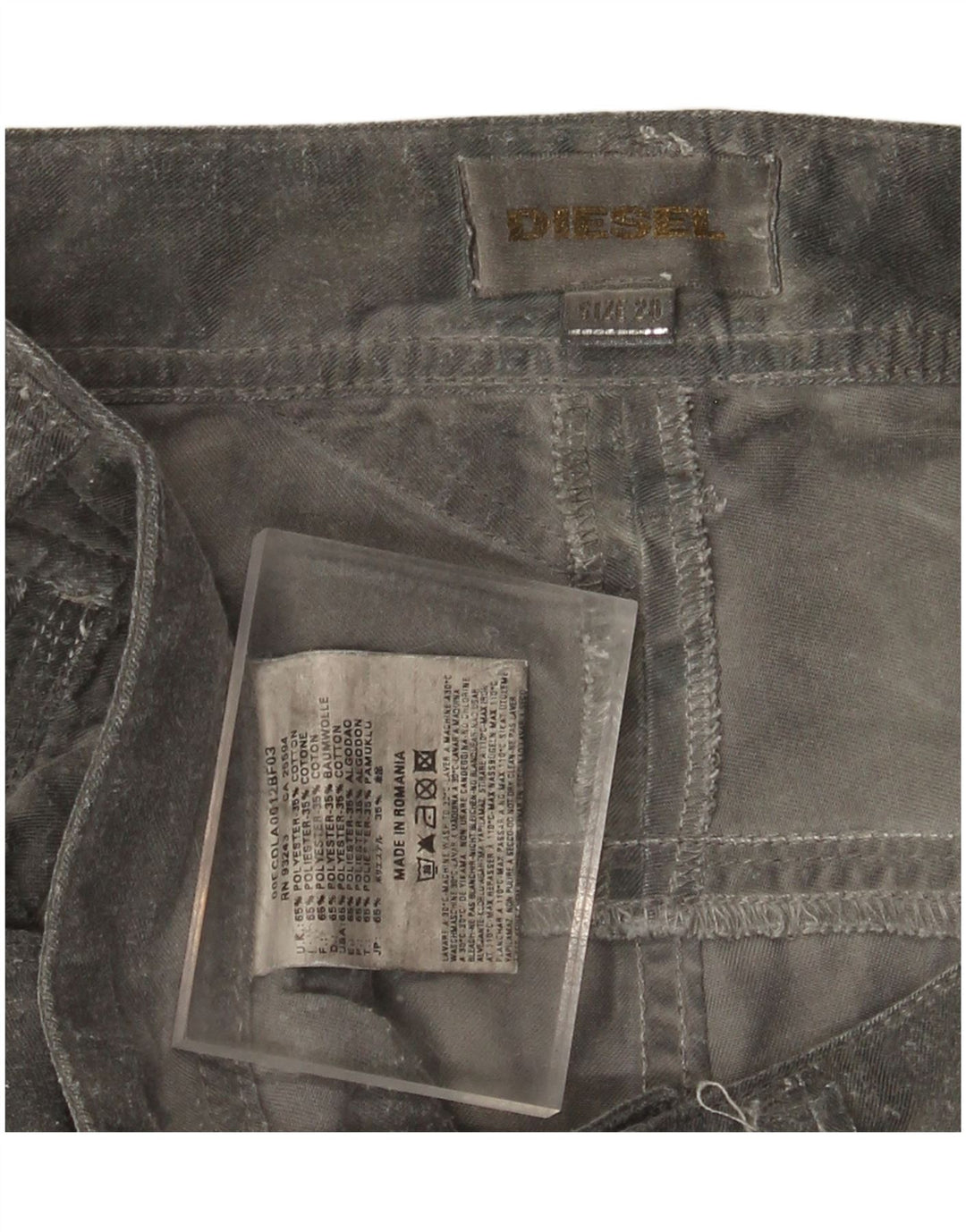 Calça casual slim feminina Diesel W28 L31 poliéster camuflado cinza