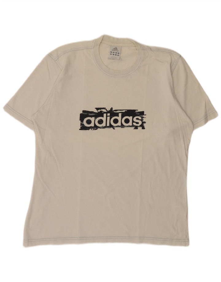 Adidas Mens Graphic T-Shirt Top Médio Algodão Branco