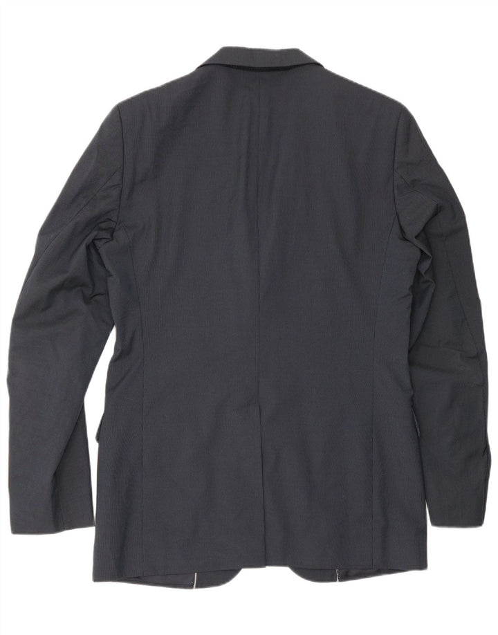 Jaqueta Blazer Masculina Massimo Dutti com 2 Botões EU 48 Médio Azul Marinho Riscas de Giz