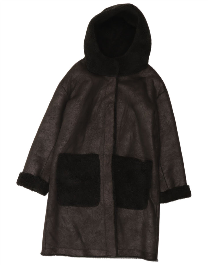 Sobretudo Sherpa Reversível Feminino Gina EU 42/44 Grande Poliéster Preto