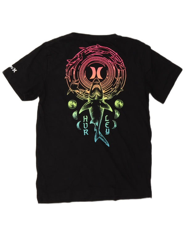 Camiseta gráfica Hurley Boys 12-13 anos grande algodão preto