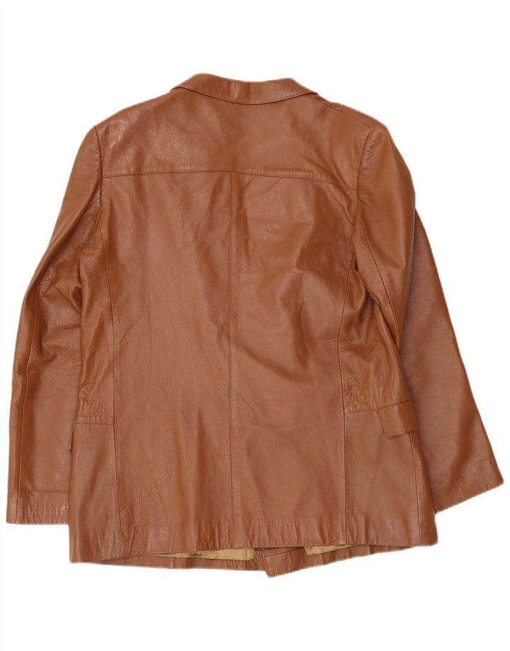 Jaqueta blazer feminina de couro com peito duplo da Anfor IT 44 marrom médio