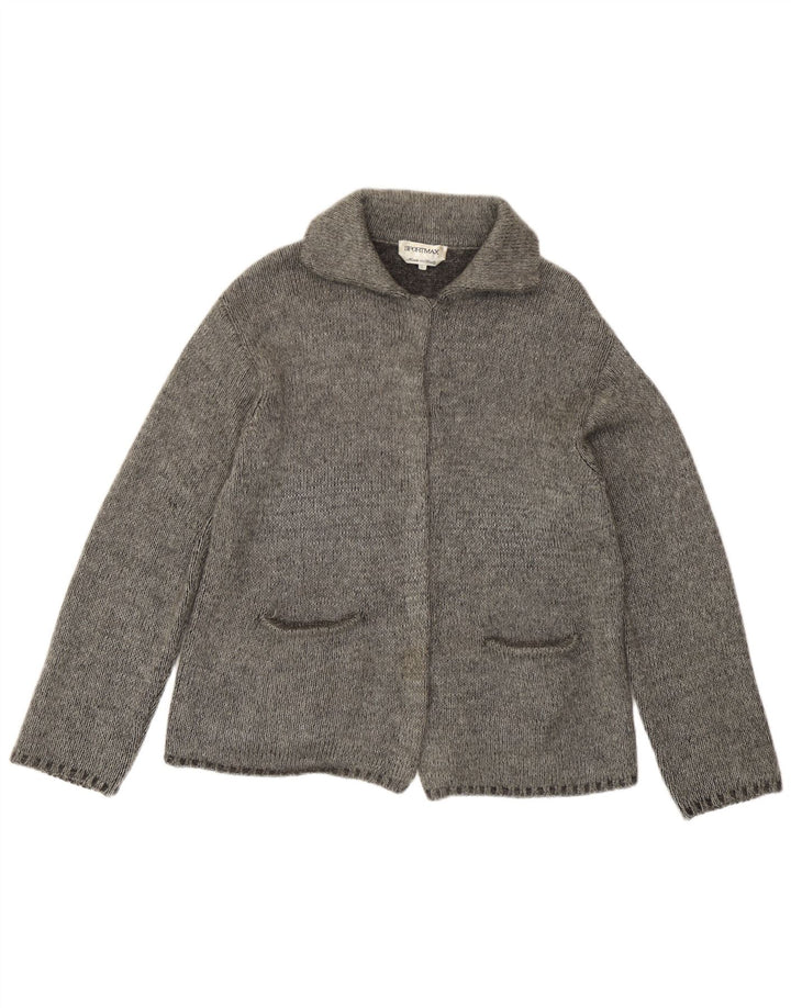 Suéter cardigã feminino Sportmax UK 16 grande cinza