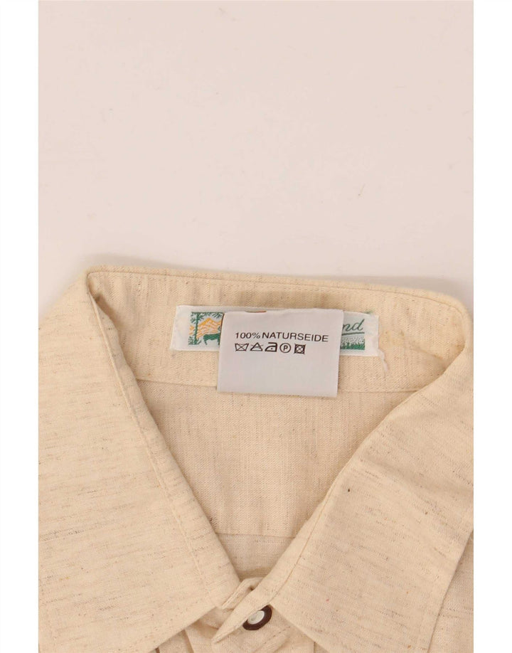 Camisa masculina vintage tamanho 40 seda bege médio
