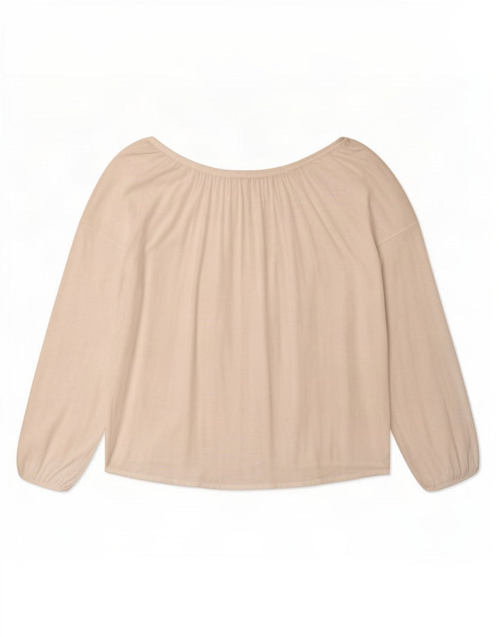 Benetton Top feminino oversized sem ombro Reino Unido 16 Viscose branca grande