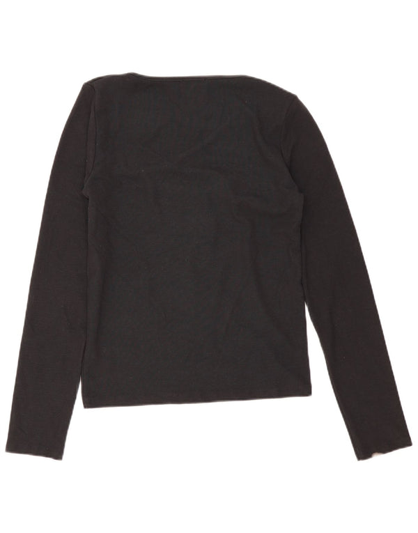 Top feminino Zara manga comprida UK 14 grande preto