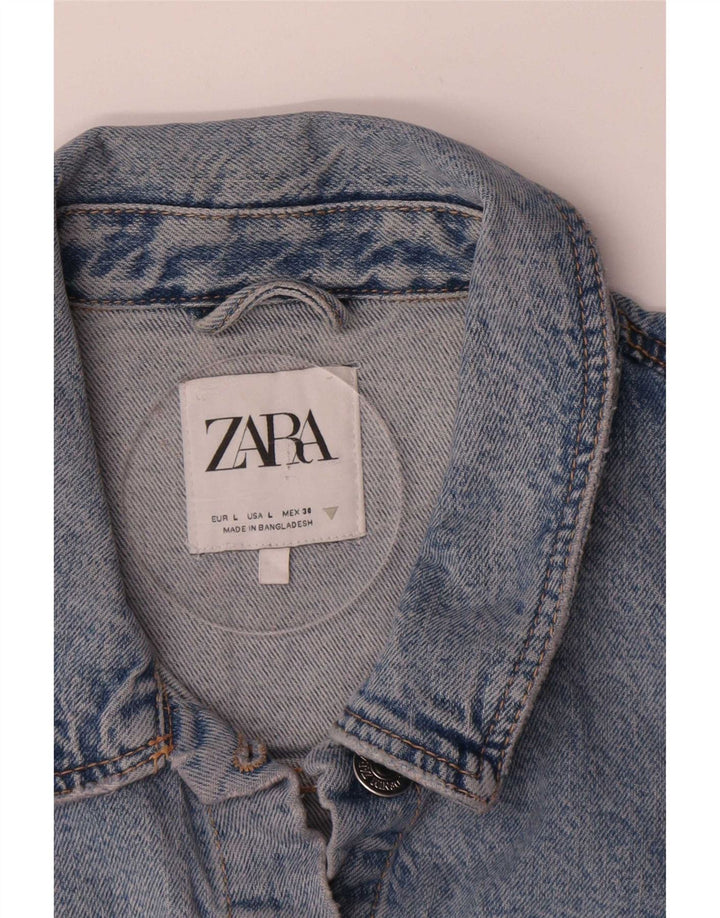 Jaqueta jeans feminina Zara Reino Unido 14 grande azul