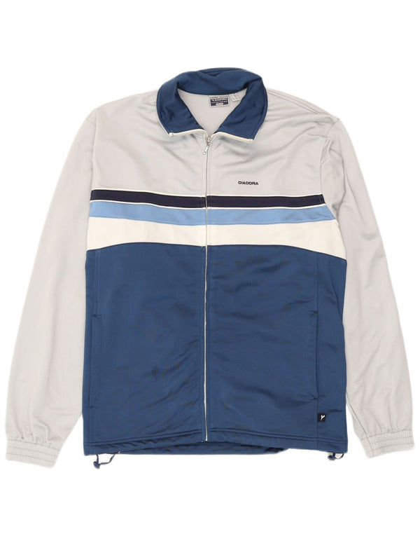 Diadora Mens Tracksuit Top Jacket UK 42 Grande Bloco de cores azul marinho