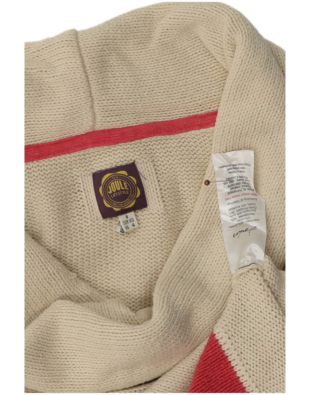 Suéter feminino Joules com gola xale UK 8 pequeno off white