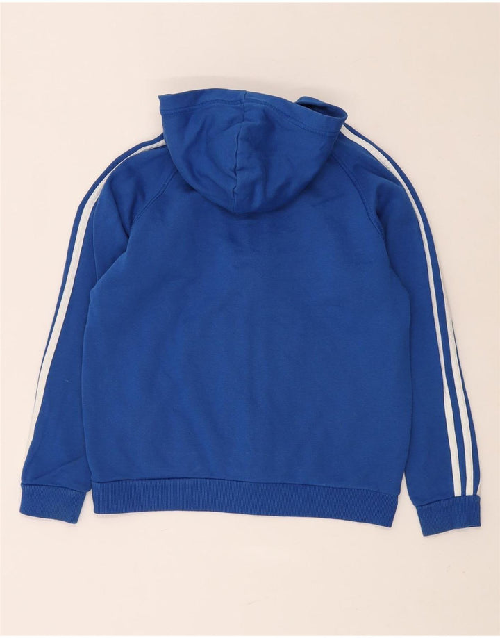 ADIDAS Meninos Zip Hoodie Sweater 11-12 Anos Azul Algodão