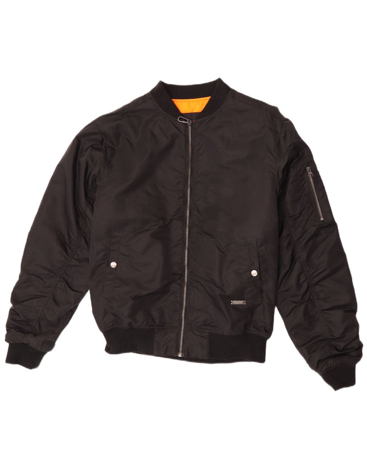 Jaqueta masculina Snipes Loose Fit Flight Aviator UK 36 pequena poliamida preta