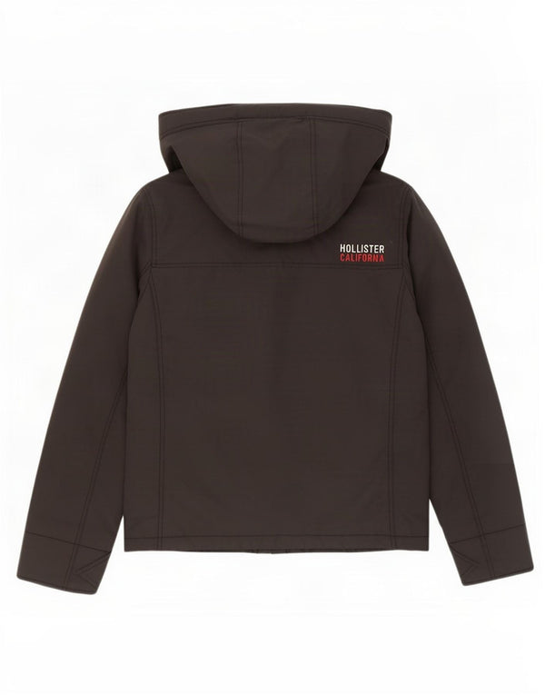 Jaqueta corta-vento masculina Hollister com capuz UK 36 pequena cinza nylon