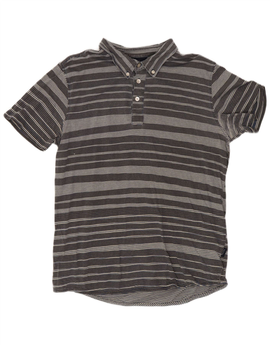 Camisa polo masculina Paul Smith de algodão listrado cinza médio