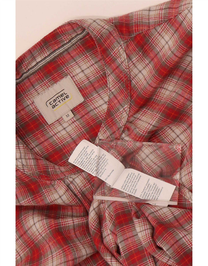 Camisa de flanela feminina Camel Active UK 14 algodão xadrez vermelho médio