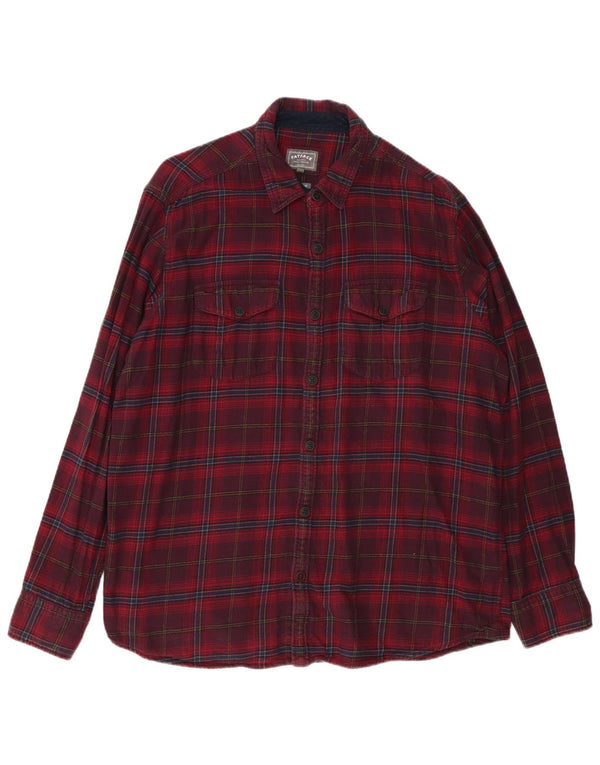 Camisa masculina de flanela Fat Face XL algodão xadrez Borgonha