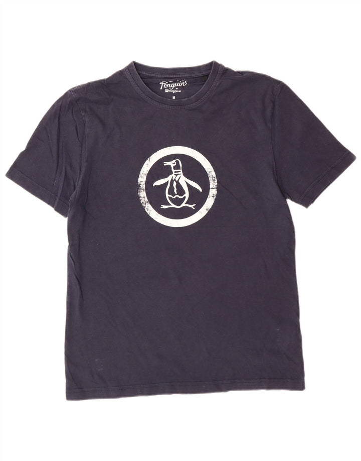 Camiseta gráfica masculina PENGUIN Top médio algodão azul marinho