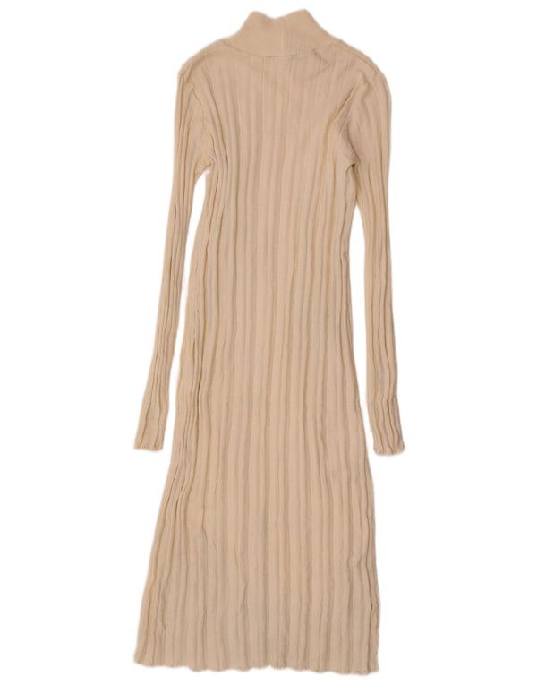 Vestido bodycon feminino de malha de manga comprida Zara UK 12 médio off white