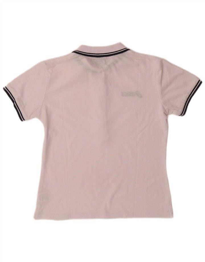 Camisa polo feminina ASICS UK 12 médio algodão branco
