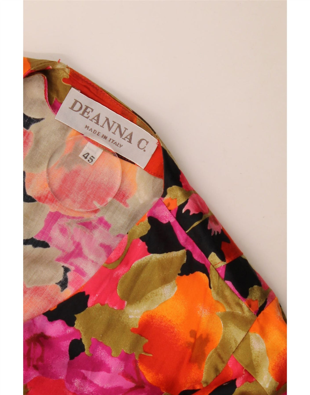 Blusa feminina vintage manga curta IT 45 média floral multicolorida