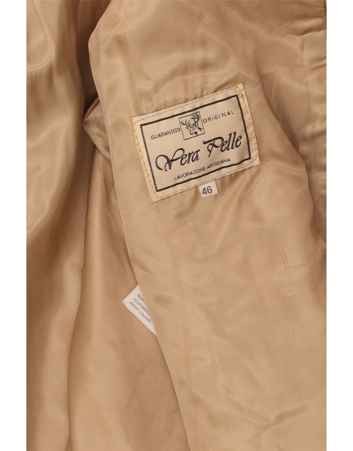 Casaco de couro feminino vintage EU 46 XL couro bege